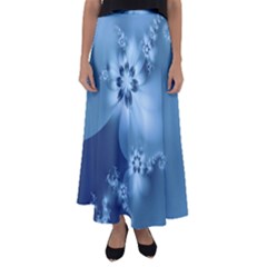 Steel Blue Flowers Flared Maxi Skirt