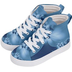 Steel Blue Flowers Kids  Hi-Top Skate Sneakers