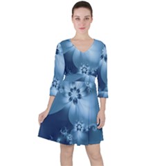 Steel Blue Flowers Ruffle Dress