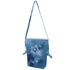 Steel Blue Flowers Folding Shoulder Bag