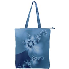 Steel Blue Flowers Double Zip Up Tote Bag