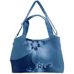 Steel Blue Flowers Double Compartment Shoulder Bag
