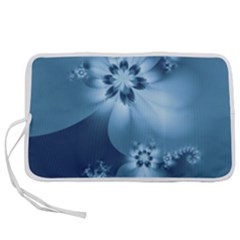 Steel Blue Flowers Pen Storage Case (m) by SpinnyChairDesigns