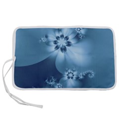 Steel Blue Flowers Pen Storage Case (l) by SpinnyChairDesigns