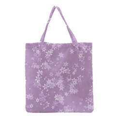 Lavender And White Flowers Grocery Tote Bag by SpinnyChairDesigns