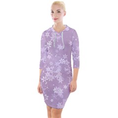 Lavender And White Flowers Quarter Sleeve Hood Bodycon Dress by SpinnyChairDesigns