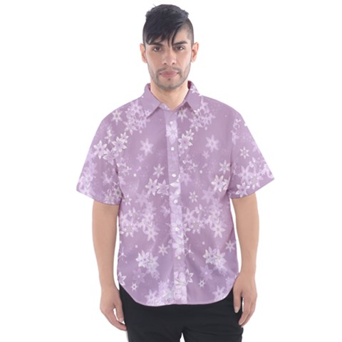 Lavender And White Flowers Men s Short Sleeve Shirt by SpinnyChairDesigns