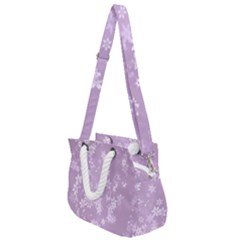 Lavender And White Flowers Rope Handles Shoulder Strap Bag by SpinnyChairDesigns