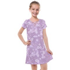 Lavender And White Flowers Kids  Cross Web Dress by SpinnyChairDesigns