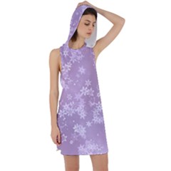 Lavender And White Flowers Racer Back Hoodie Dress by SpinnyChairDesigns