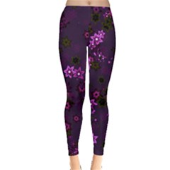 Purple Flowers Leggings  by SpinnyChairDesigns