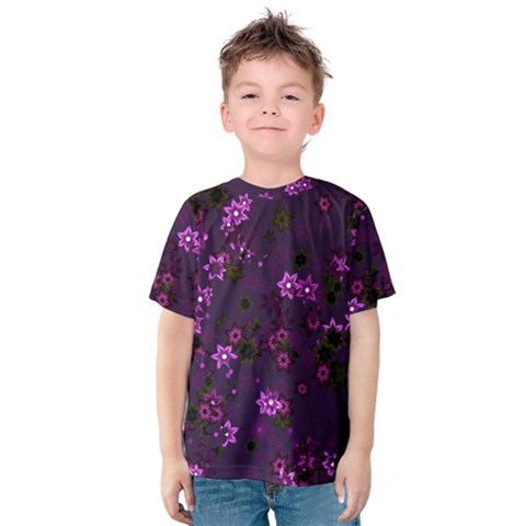 Purple Flowers Kids  Cotton Tee by SpinnyChairDesigns