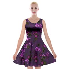 Purple Flowers Velvet Skater Dress by SpinnyChairDesigns