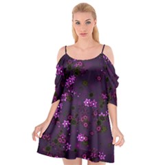 Purple Flowers Cutout Spaghetti Strap Chiffon Dress by SpinnyChairDesigns