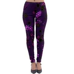 Purple Flowers Lightweight Velour Leggings by SpinnyChairDesigns