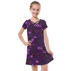 Purple Flowers Kids  Cross Web Dress by SpinnyChairDesigns