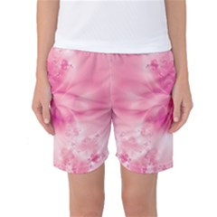 Pink Floral Pattern Women s Basketball Shorts by SpinnyChairDesigns