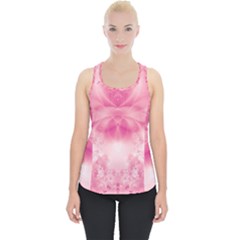 Pink Floral Pattern Piece Up Tank Top by SpinnyChairDesigns