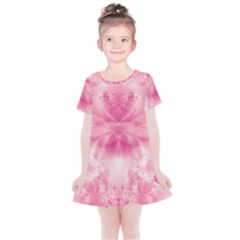 Pink Floral Pattern Kids  Simple Cotton Dress by SpinnyChairDesigns