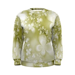 Olive Green With White Flowers Women s Sweatshirt