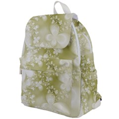 Olive Green With White Flowers Top Flap Backpack by SpinnyChairDesigns