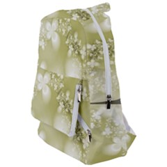 Olive Green With White Flowers Travelers  Backpack by SpinnyChairDesigns