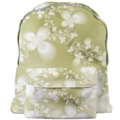 Olive Green With White Flowers Giant Full Print Backpack by SpinnyChairDesigns