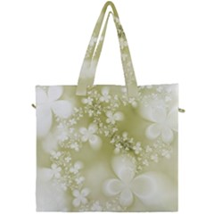 Olive Green With White Flowers Canvas Travel Bag by SpinnyChairDesigns