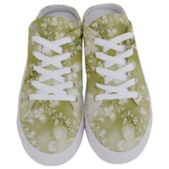 Olive Green With White Flowers Half Slippers