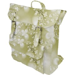 Olive Green With White Flowers Buckle Up Backpack by SpinnyChairDesigns