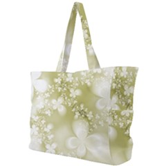 Olive Green With White Flowers Simple Shoulder Bag by SpinnyChairDesigns