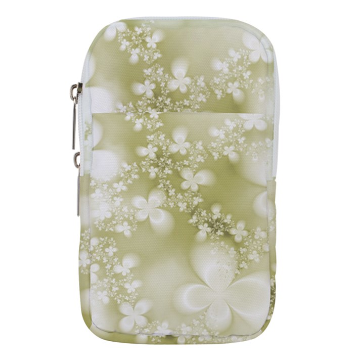 Olive Green With White Flowers Waist Pouch (Small)