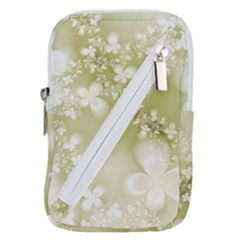 Olive Green With White Flowers Belt Pouch Bag (large)