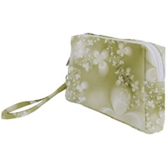 Olive Green With White Flowers Wristlet Pouch Bag (small) by SpinnyChairDesigns