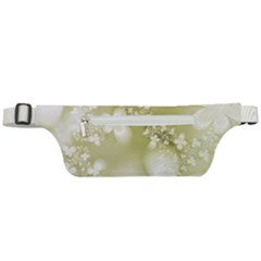 Olive Green With White Flowers Active Waist Bag by SpinnyChairDesigns