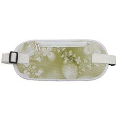 Olive Green With White Flowers Rounded Waist Pouch by SpinnyChairDesigns