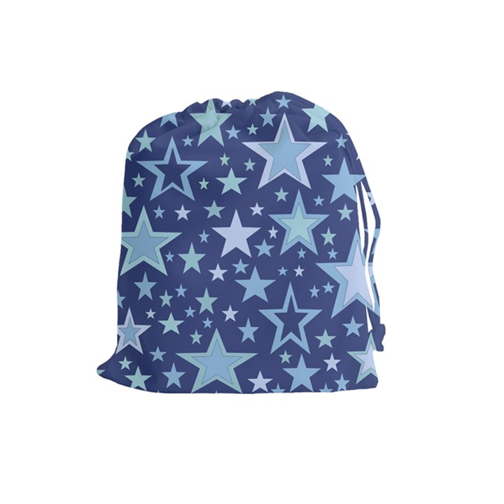 Stars Blue Drawstring Pouch (Large)