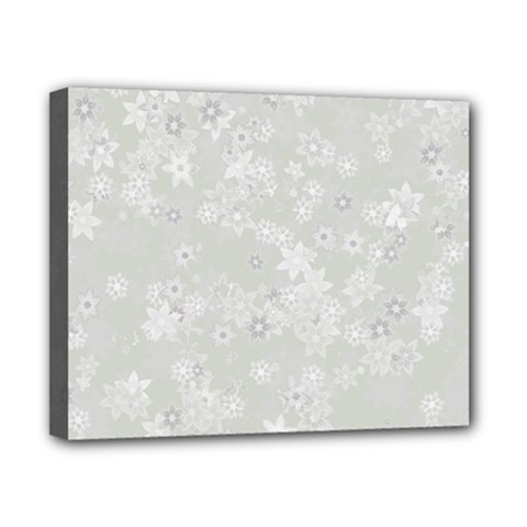 Ash Grey Floral Pattern Canvas 10  X 8  (stretched) by SpinnyChairDesigns