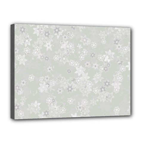 Ash Grey Floral Pattern Canvas 16  X 12  (stretched) by SpinnyChairDesigns