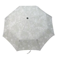 Ash Grey Floral Pattern Folding Umbrellas by SpinnyChairDesigns