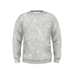 Ash Grey Floral Pattern Kids  Sweatshirt by SpinnyChairDesigns