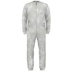 Ash Grey Floral Pattern Onepiece Jumpsuit (men)  by SpinnyChairDesigns