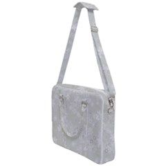 Ash Grey Floral Pattern Cross Body Office Bag by SpinnyChairDesigns