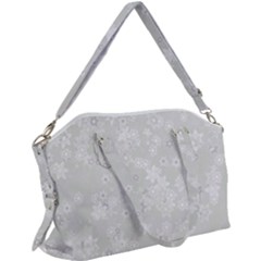 Ash Grey Floral Pattern Canvas Crossbody Bag by SpinnyChairDesigns