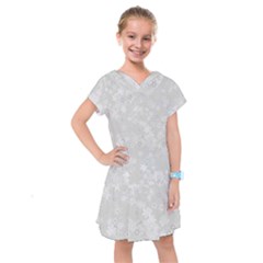 Ash Grey Floral Pattern Kids  Drop Waist Dress by SpinnyChairDesigns
