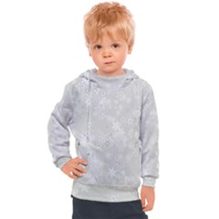 Ash Grey Floral Pattern Kids  Hooded Pullover by SpinnyChairDesigns