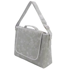 Ash Grey Floral Pattern Box Up Messenger Bag by SpinnyChairDesigns