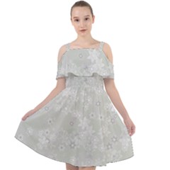 Ash Grey Floral Pattern Cut Out Shoulders Chiffon Dress by SpinnyChairDesigns