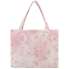 Baby Pink Floral Print Mini Tote Bag by SpinnyChairDesigns