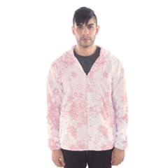 Baby Pink Floral Print Men s Hooded Windbreaker by SpinnyChairDesigns